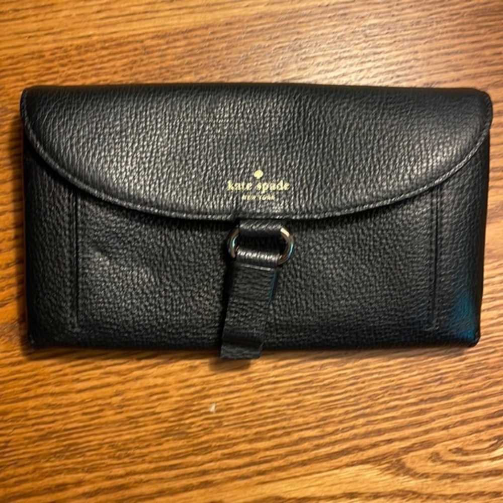 Kate Spade Jaimie wallet.  Black pebble leather